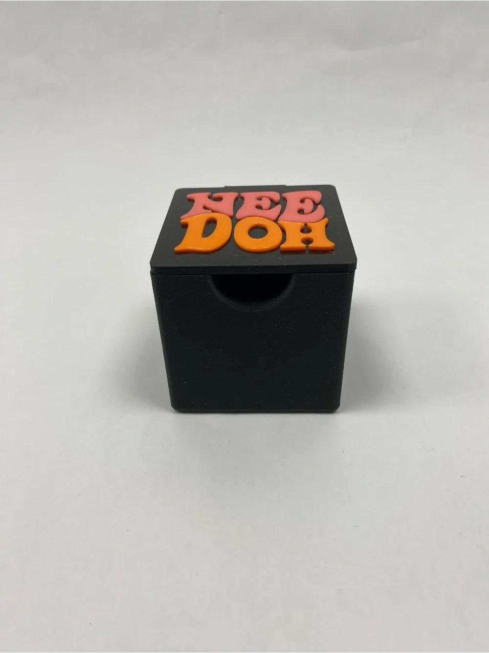 NeeDoh Case Storage Box -Black with Pink & Orange Lettering 3D Printed